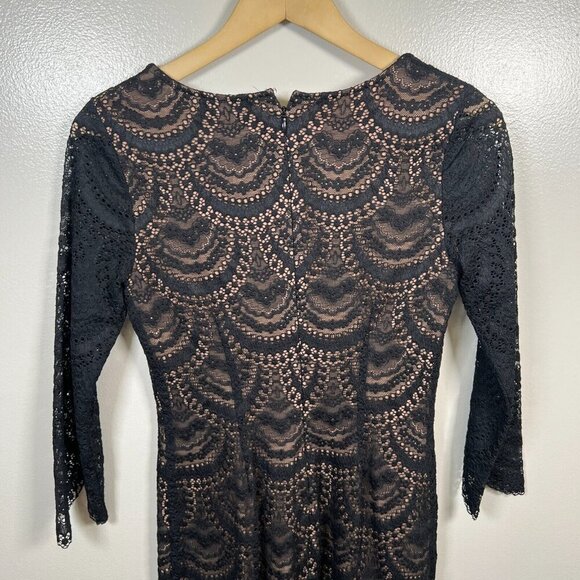 For Love & Lemons Rosalita Lace Dress Size Small Black Plunge Party Cocktail - Picture 10 of 12